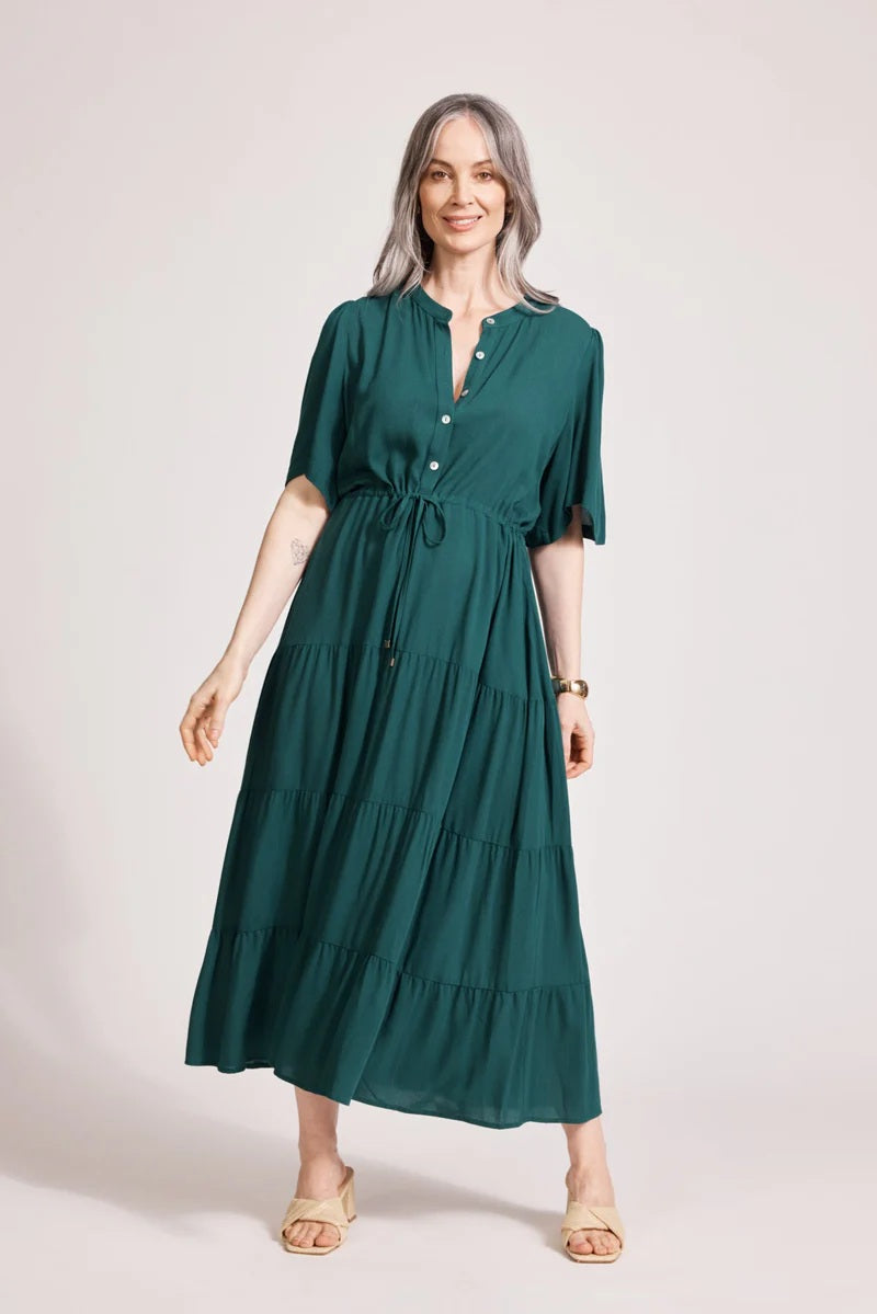 Eb & Ive Alegria Tiered Maxi Dress [COLOUR:Lagoon SIZE:S]