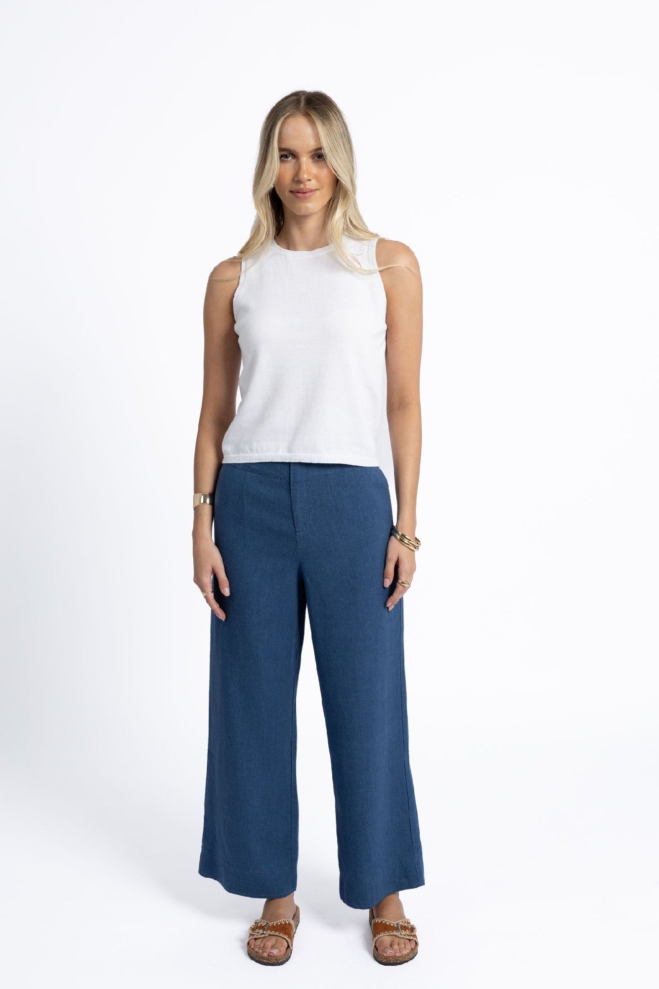 Humidity Fleetwood Linen Pant [COLOUR:Ocean blue SIZE:8]