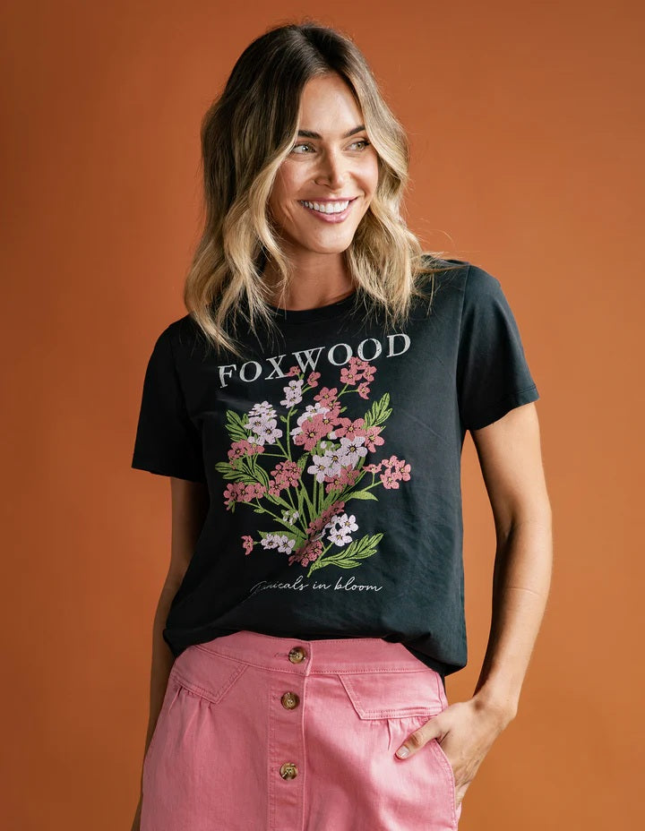 Foxwood Flowers Tee [COLOUR:wash black SIZE:8]