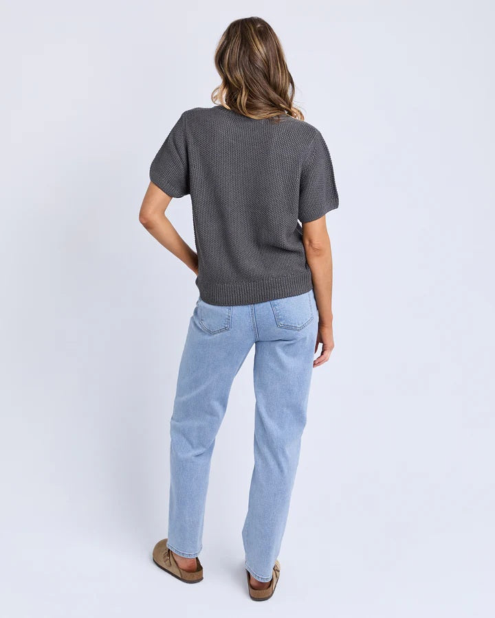 Foxwood Blair Short Sleeve Knit Top [COLOUR:Charcoal SIZE:8]