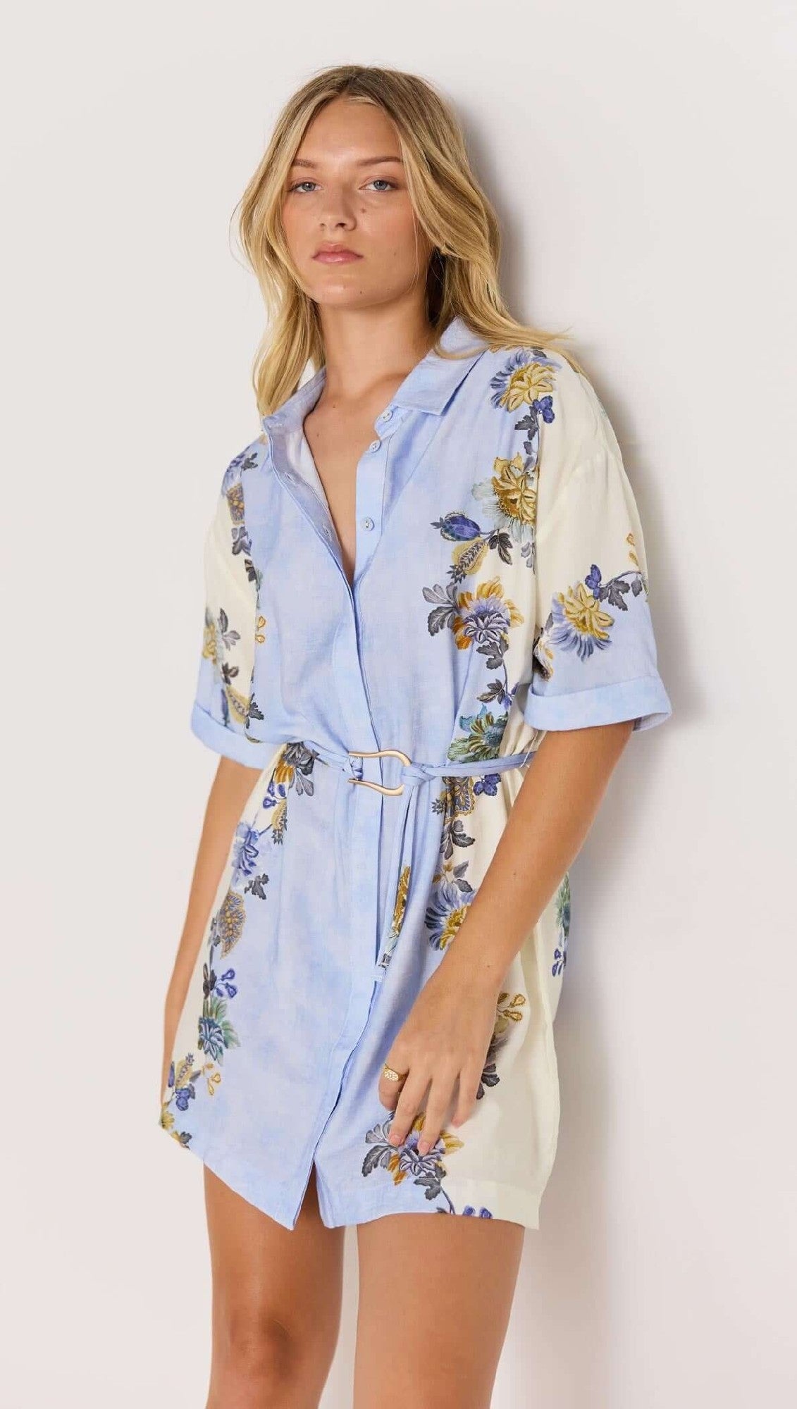 Minkpink Lucia Mini Shirt Dress [COLOUR:Floral SIZE:XS]