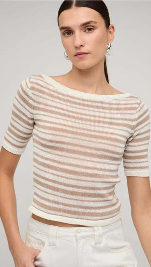 Staple the Lable Echo Stripe Knit Tee [COLOUR:beige stripe SIZE:S]