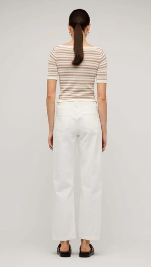 Staple the Lable Echo Stripe Knit Tee [COLOUR:beige stripe SIZE:S]