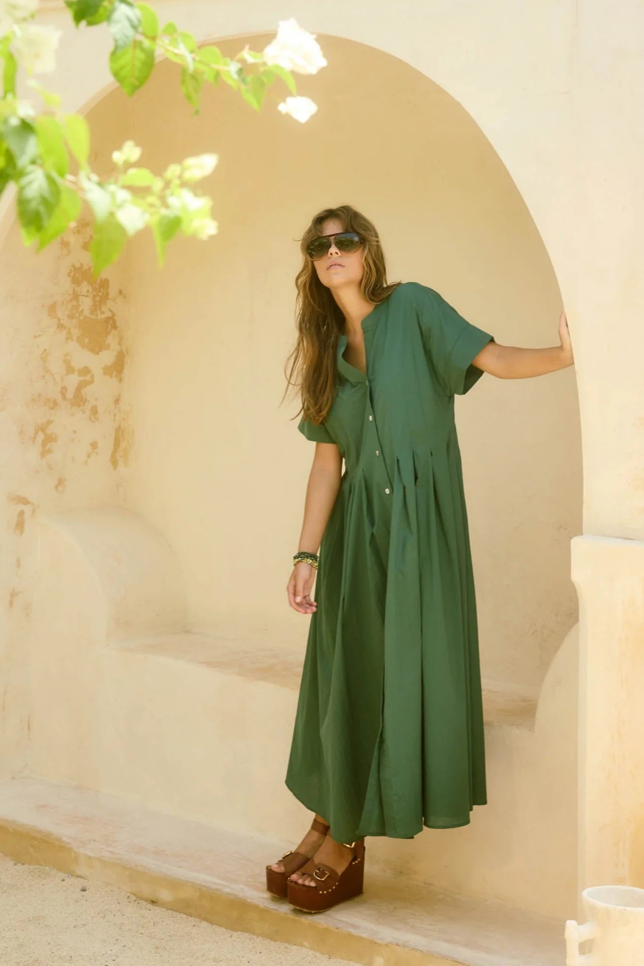 Isle Of Mine Aurora Pleat Maxi Dress [COLOUR:myrtle SIZE:S]