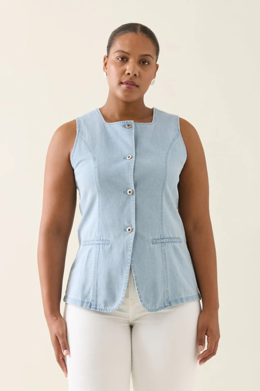 Isle Of mine Sofie Denim Vest [COLOUR:Sky SIZE:XS]
