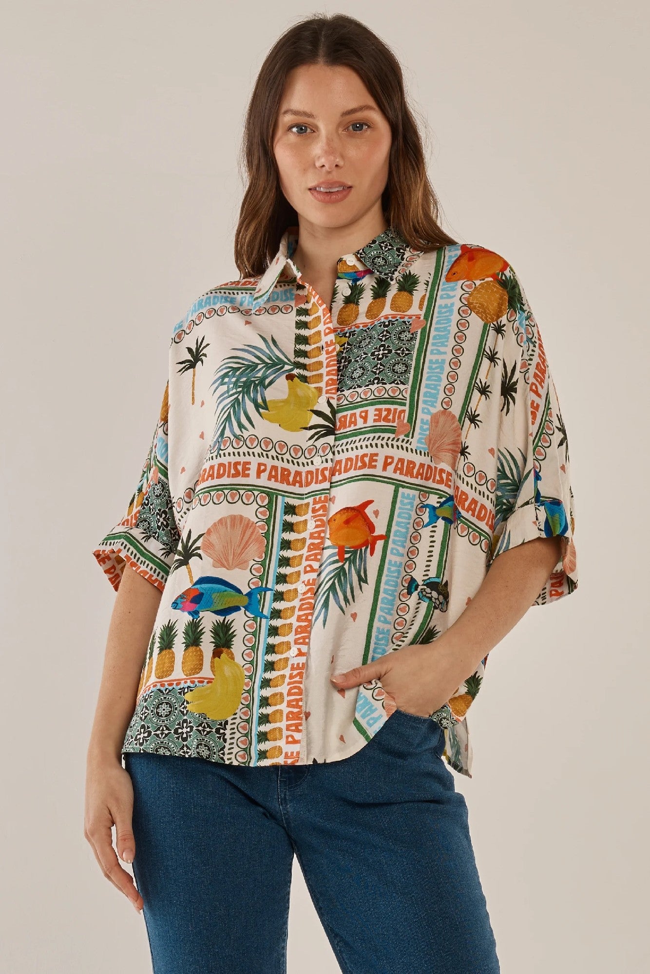 Betty Basics Lynwood Shirt [COLOUR:Paradise Print  SIZE:10]