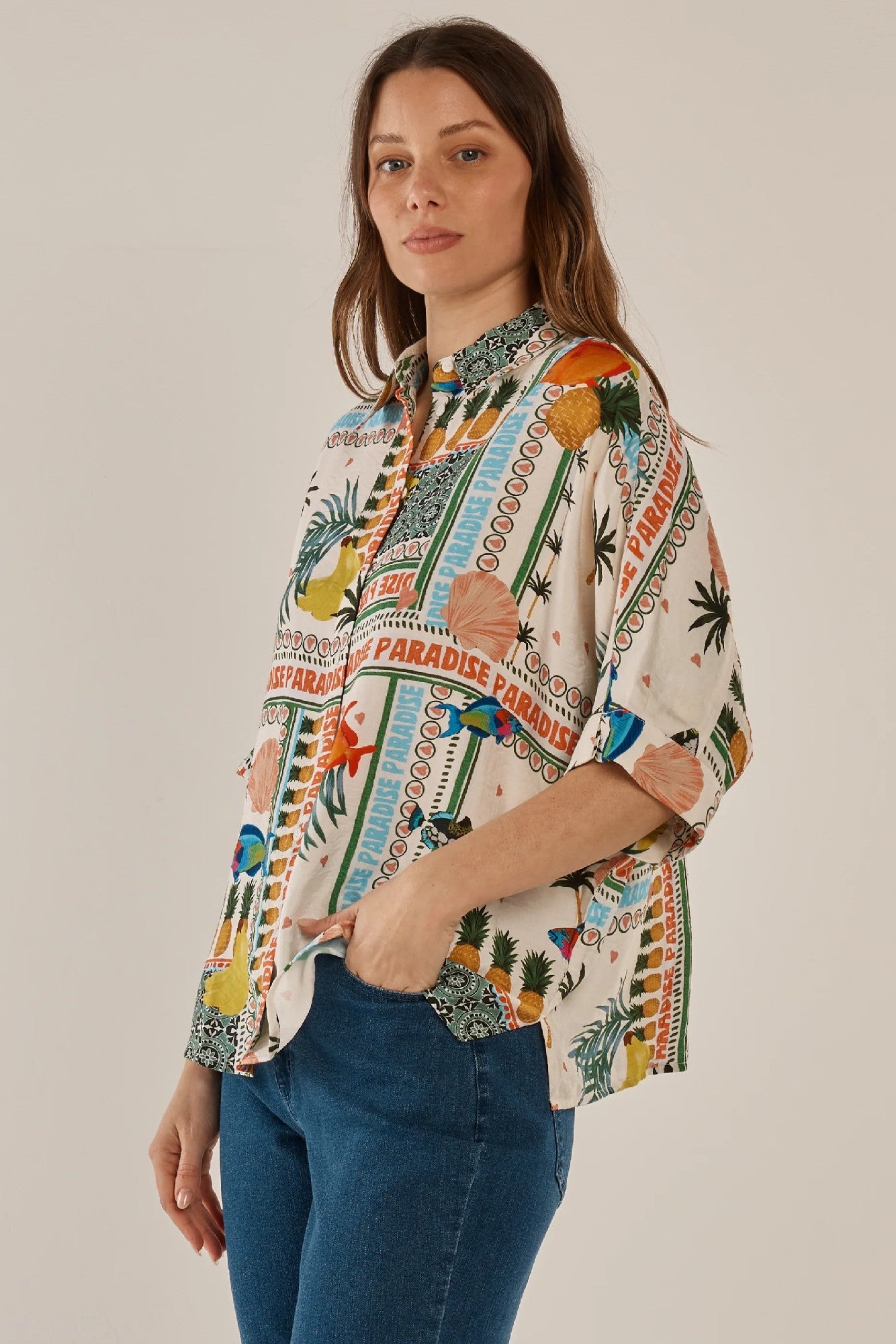 Betty Basics Lynwood Shirt [COLOUR:Paradise Print  SIZE:10]