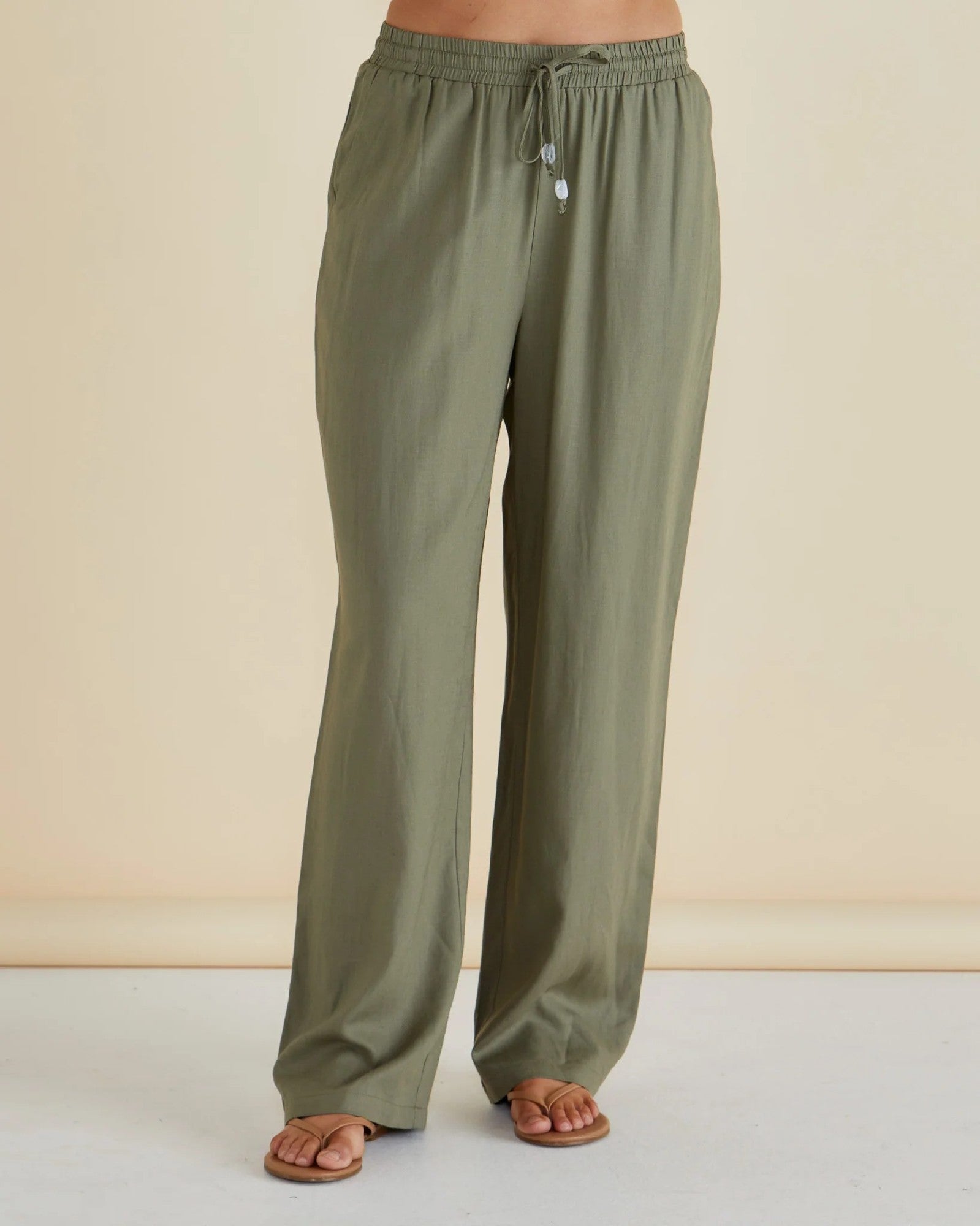 Betty Basics Zaza Relax Pant [COLOUR:Olive SIZE:8]