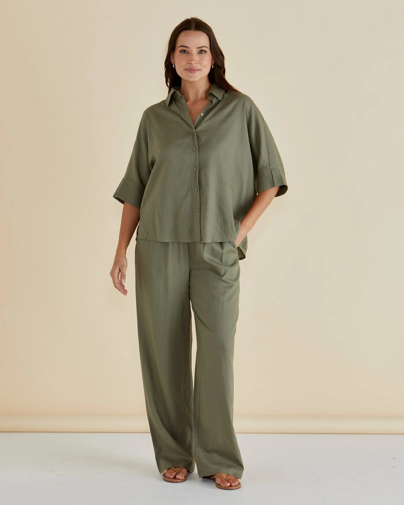 Betty Basics Zaza Relax Pant [COLOUR:Olive SIZE:8]