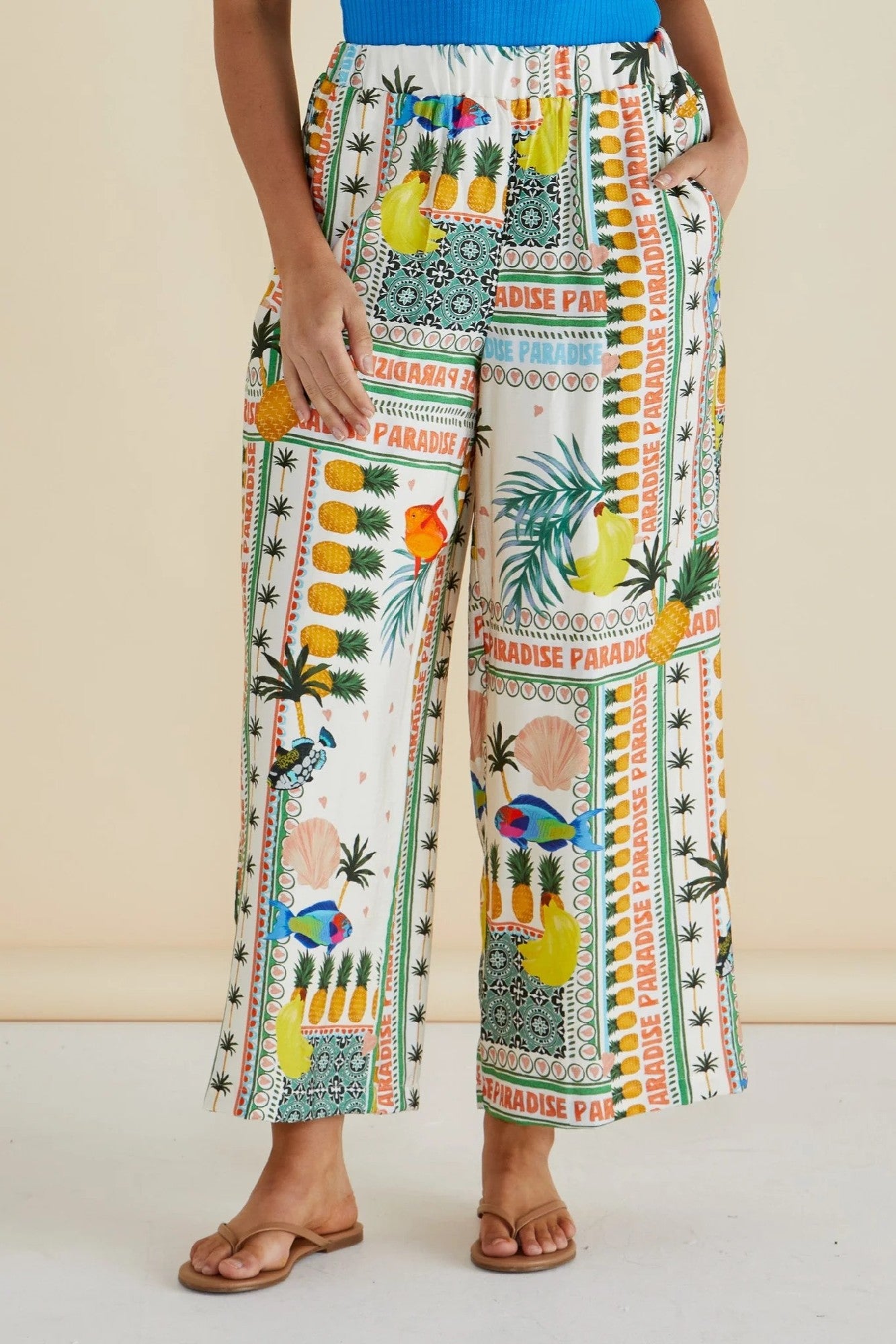 Betty Basics Sable Wide Leg Pant [COLOUR:Paradise Print  SIZE:8]
