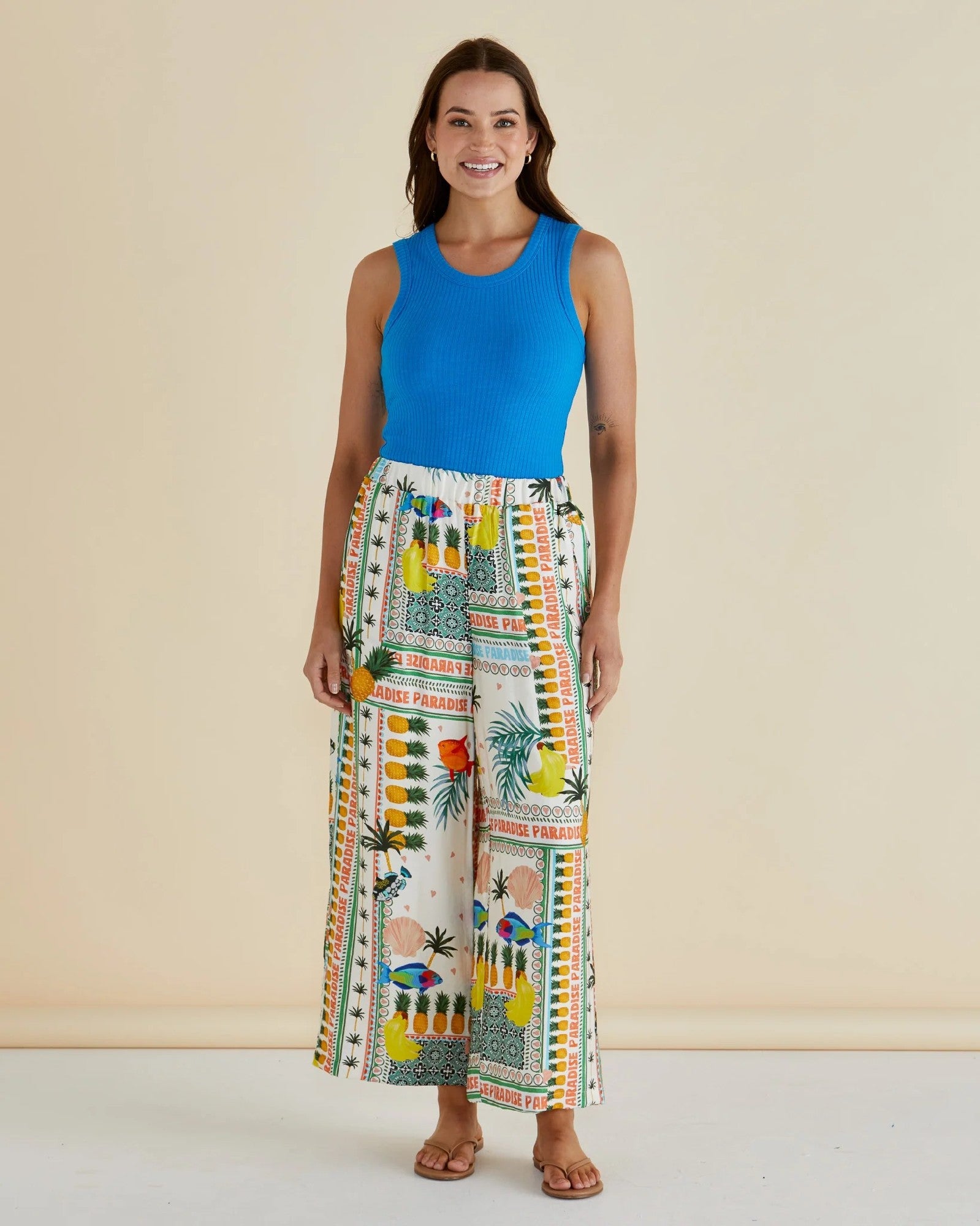 Betty Basics Sable Wide Leg Pant [COLOUR:Paradise Print  SIZE:8]
