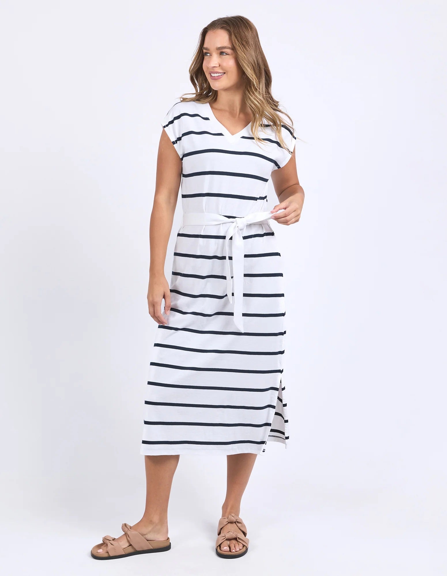 Foxwood Casey Stripe Dress [COLOUR:White SIZE:10]