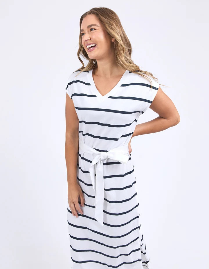 Foxwood Casey Stripe Dress [COLOUR:White SIZE:10]