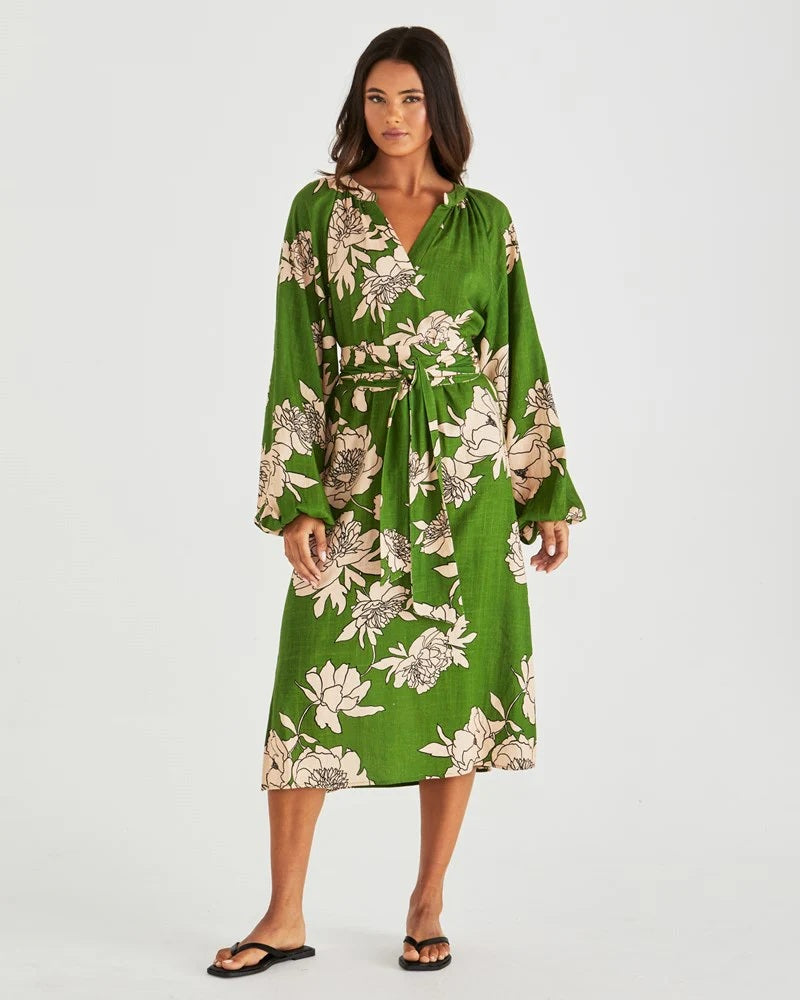 Sass Antonie Obi Belt Dress [COLOUR:moonflower green SIZE:8]