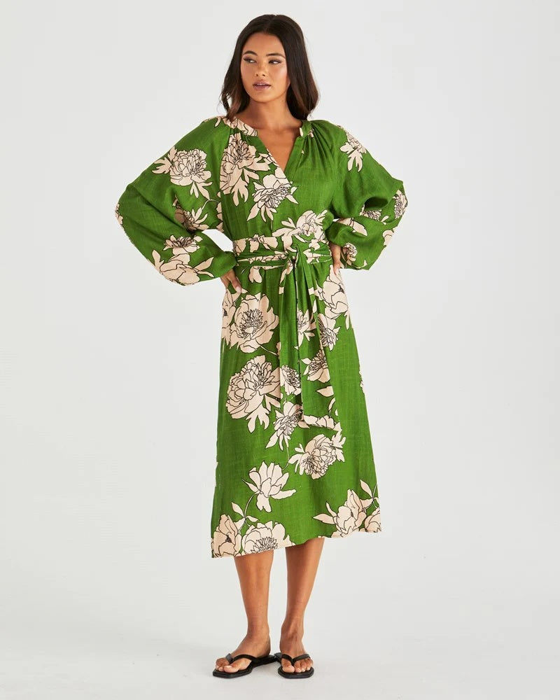 Sass Antonie Obi Belt Dress [COLOUR:moonflower green SIZE:8]