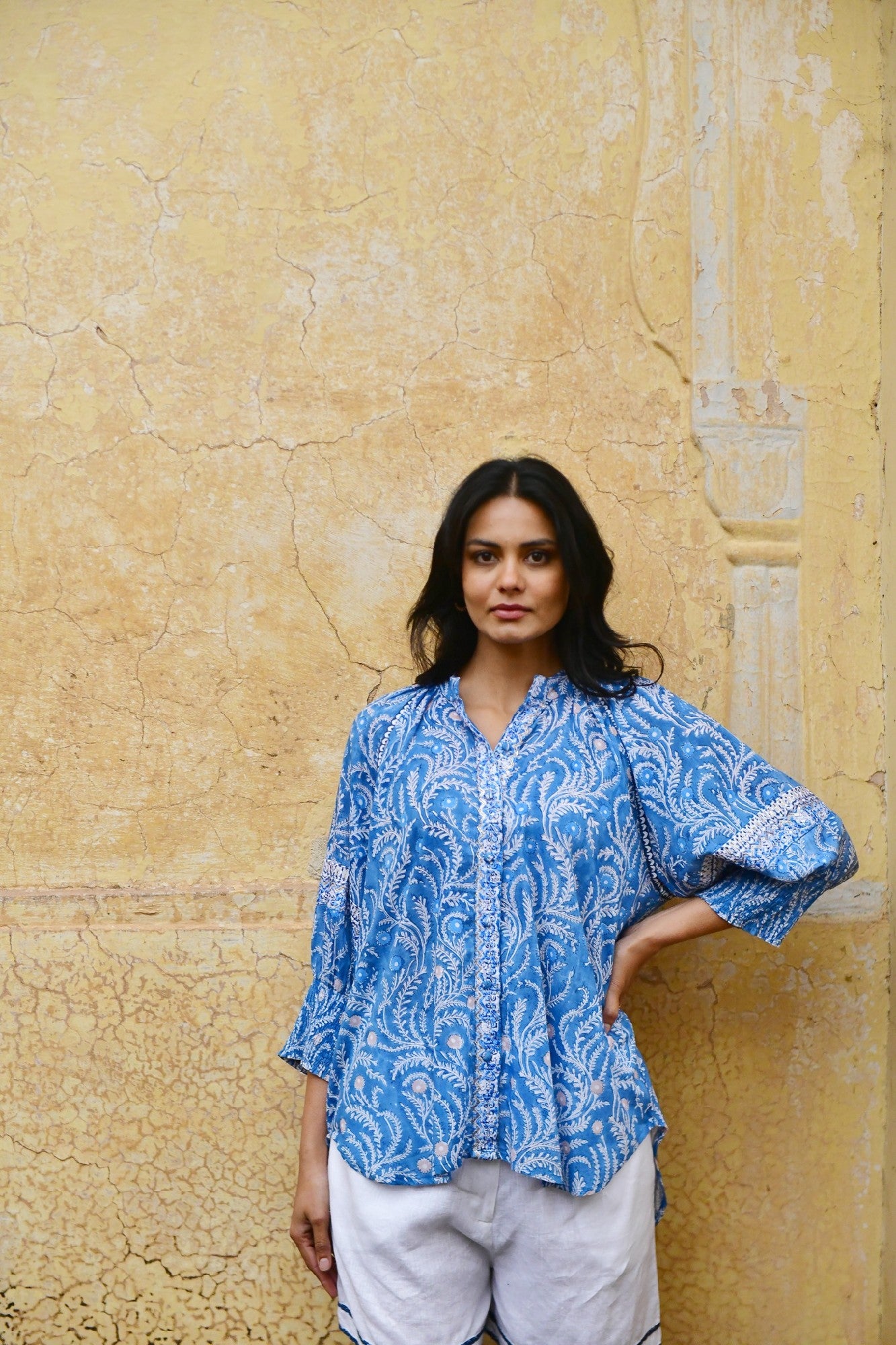 Azura And Indigo Wisteria Oversized Shirt [COLOUR:Blue SIZE:S]