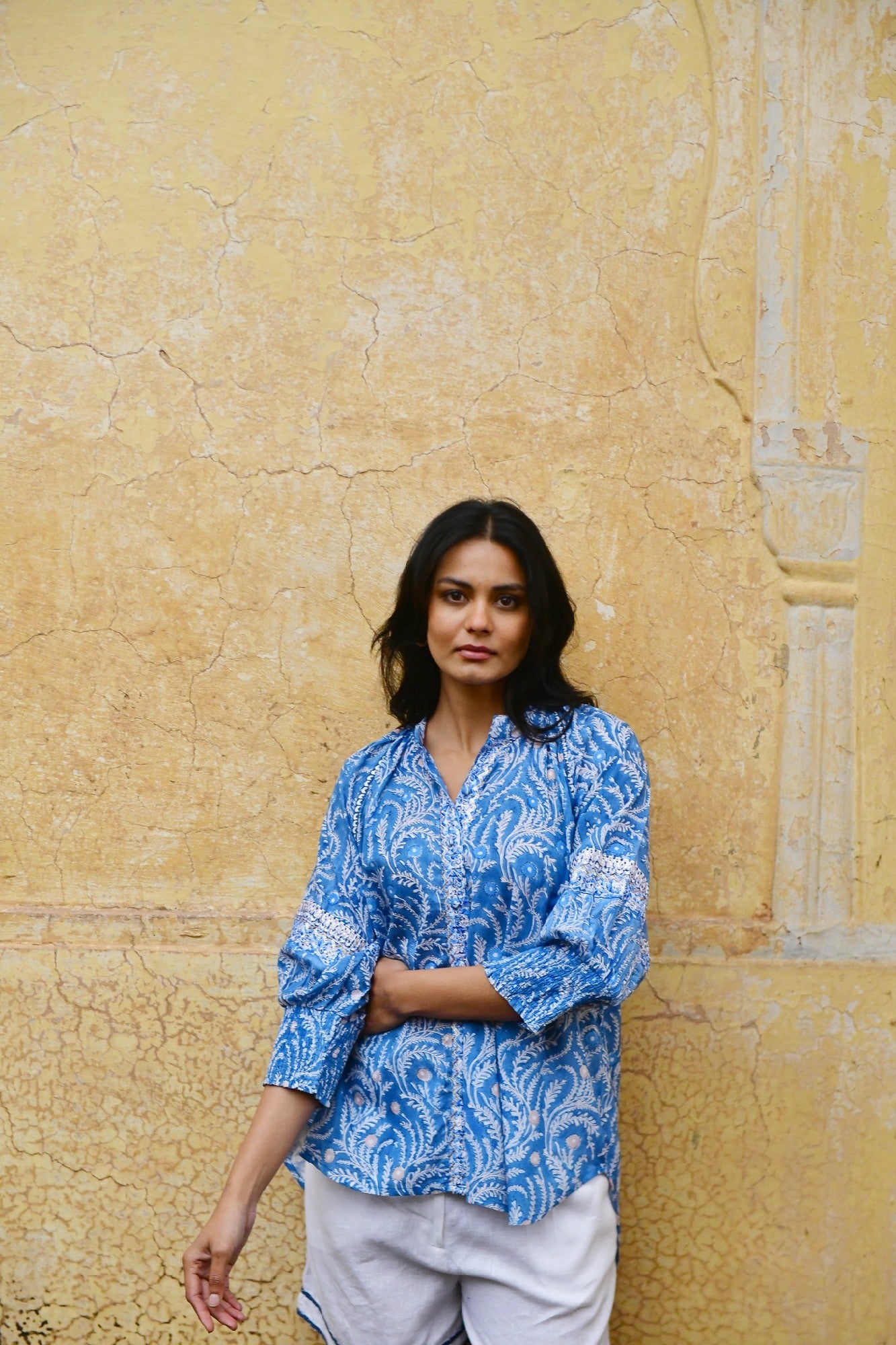 Azura And Indigo Wisteria Oversized Shirt [COLOUR:Blue SIZE:S]