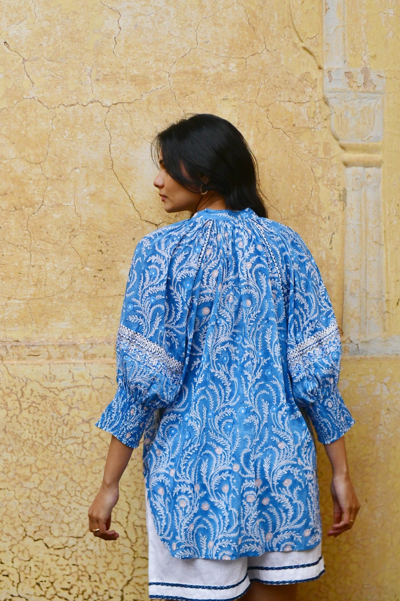 Azura And Indigo Wisteria Oversized Shirt [COLOUR:Blue SIZE:S]