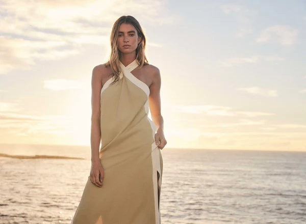 Esmaee Voyage Maxi  Dress [COLOUR:celery/cream SIZE:M]