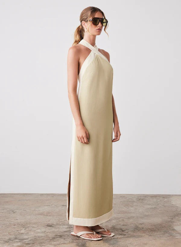 Esmaee Voyage Maxi  Dress [COLOUR:celery/cream SIZE:M]