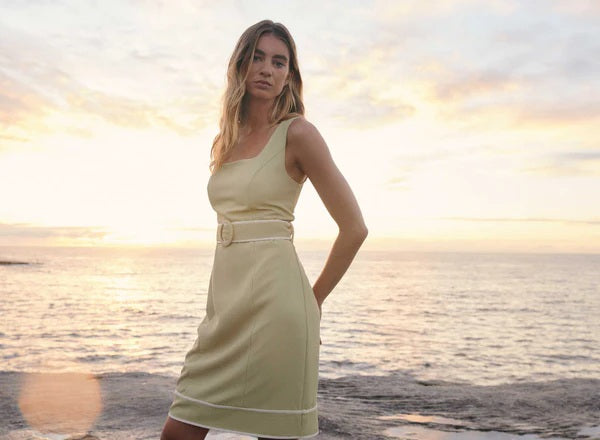 Esmaee Voyage Dress [COLOUR:celery/cream SIZE:M]