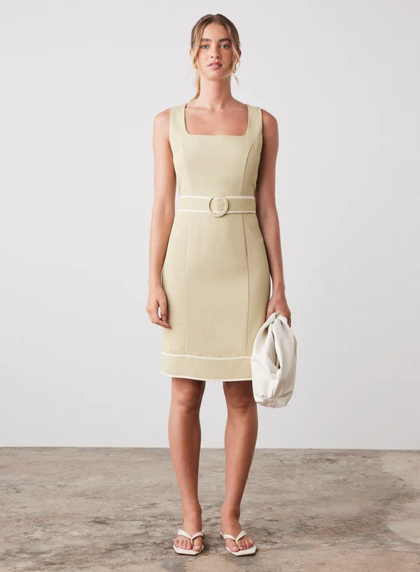 Esmaee Voyage Dress [COLOUR:celery/cream SIZE:M]
