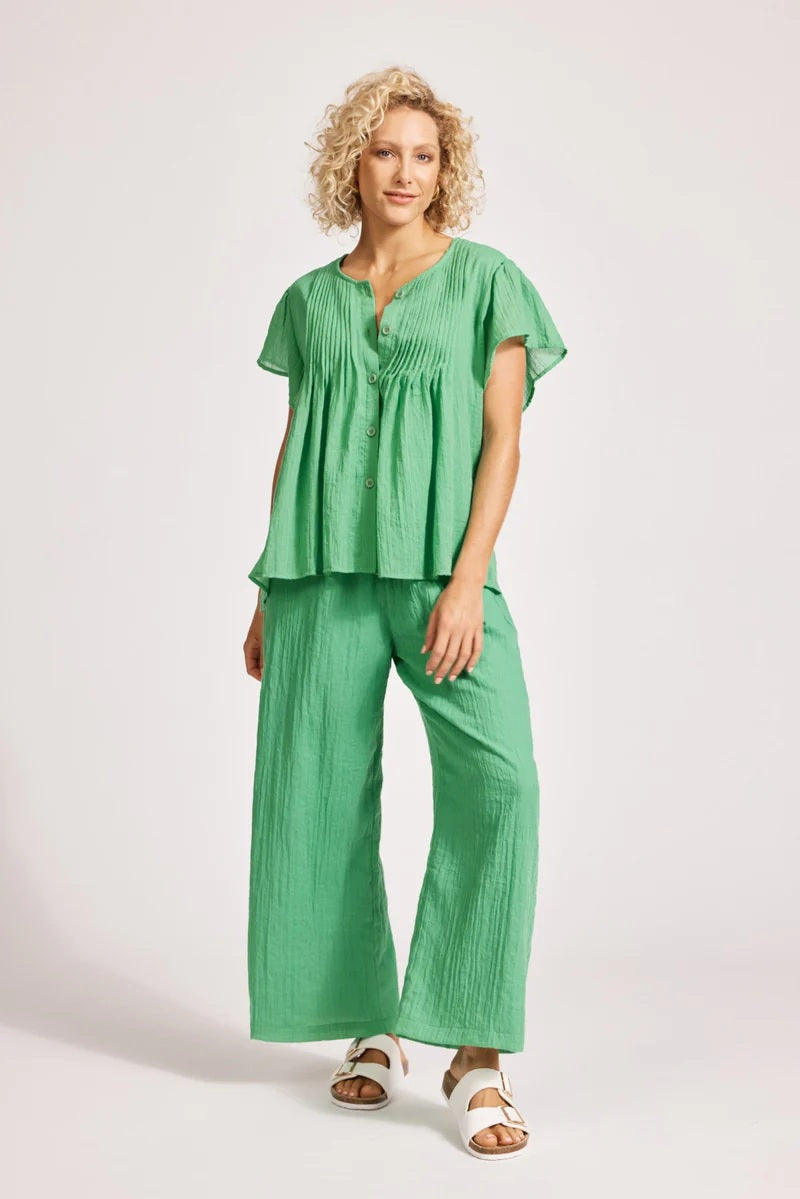 Eb & Ive Orsula Button Top [COLOUR:Jade SIZE:M]