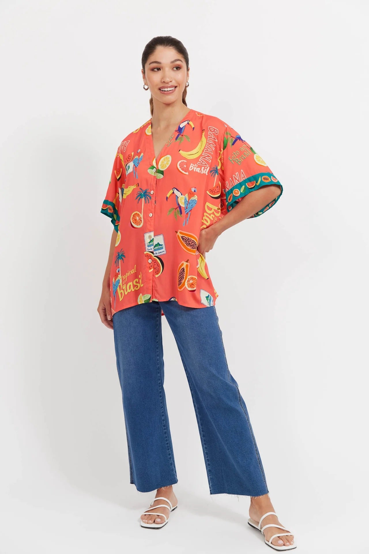 Haven Cabana Button Top [COLOUR:Brasil Coral SIZE:XS]