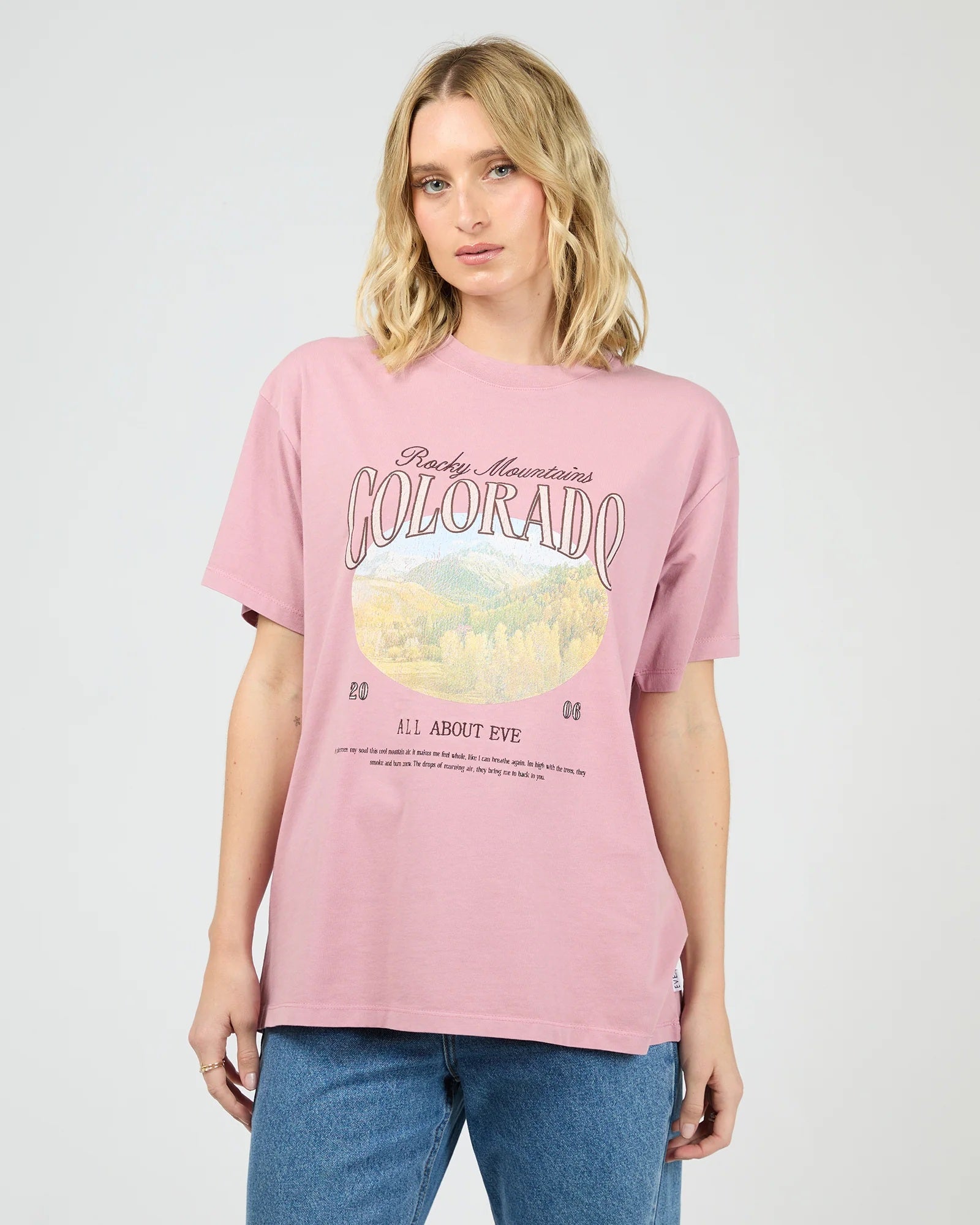 All About Eve Rocky Mountains Relaxed Tee [COLOUR:qrtz SIZE:8] | Little Extras | Women's Clothing Online