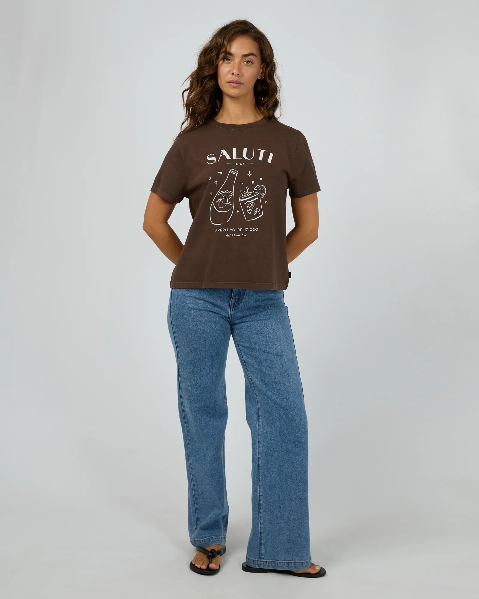 All About Eve Saluti Regular Tee [COLOUR:Brown SIZE:8]