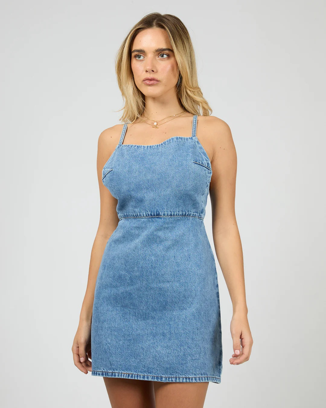 Silent Theory Aster Mini Dress [COLOUR:Mid Blue SIZE:8]
