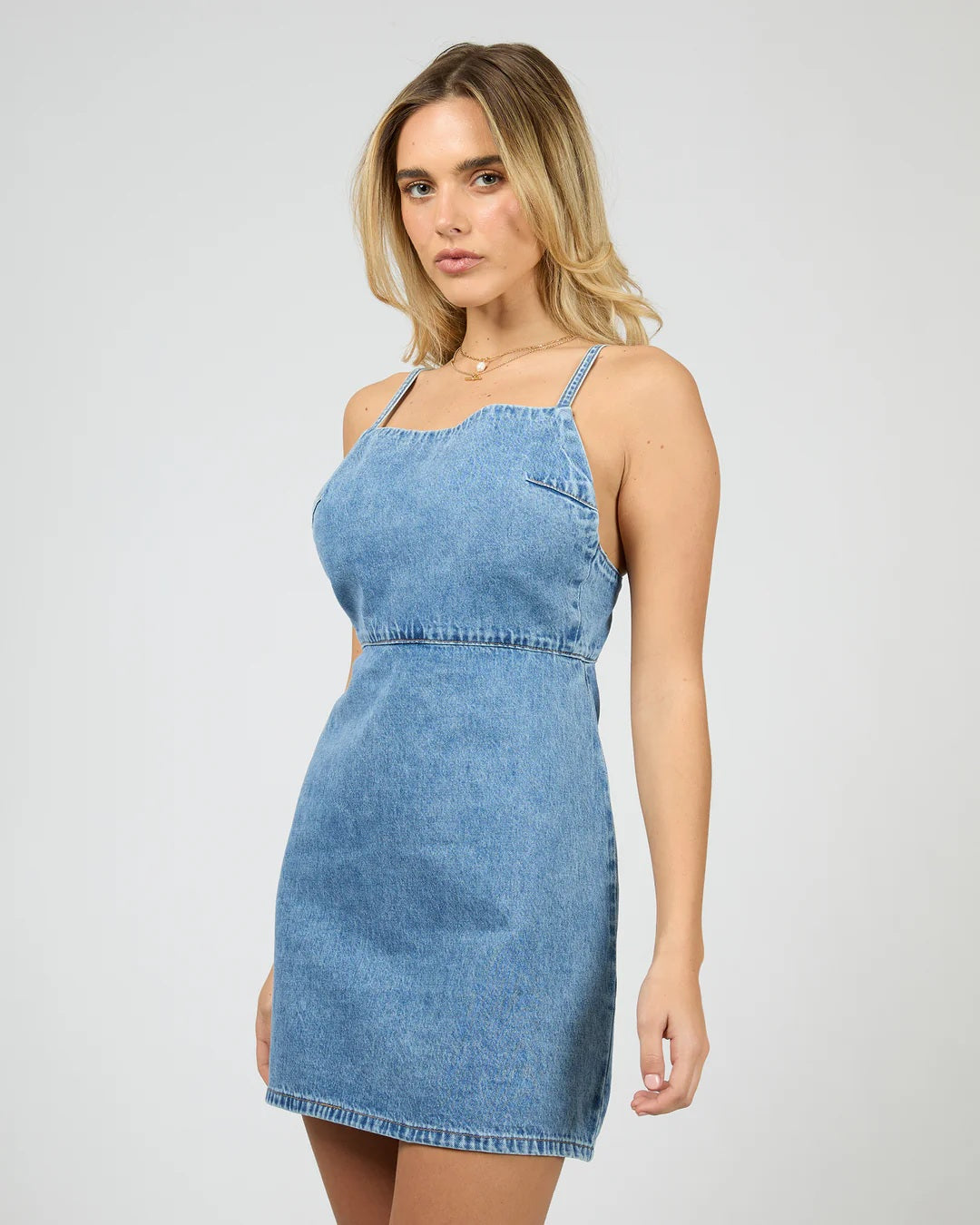 Silent Theory Aster Mini Dress [COLOUR:Mid Blue SIZE:8]