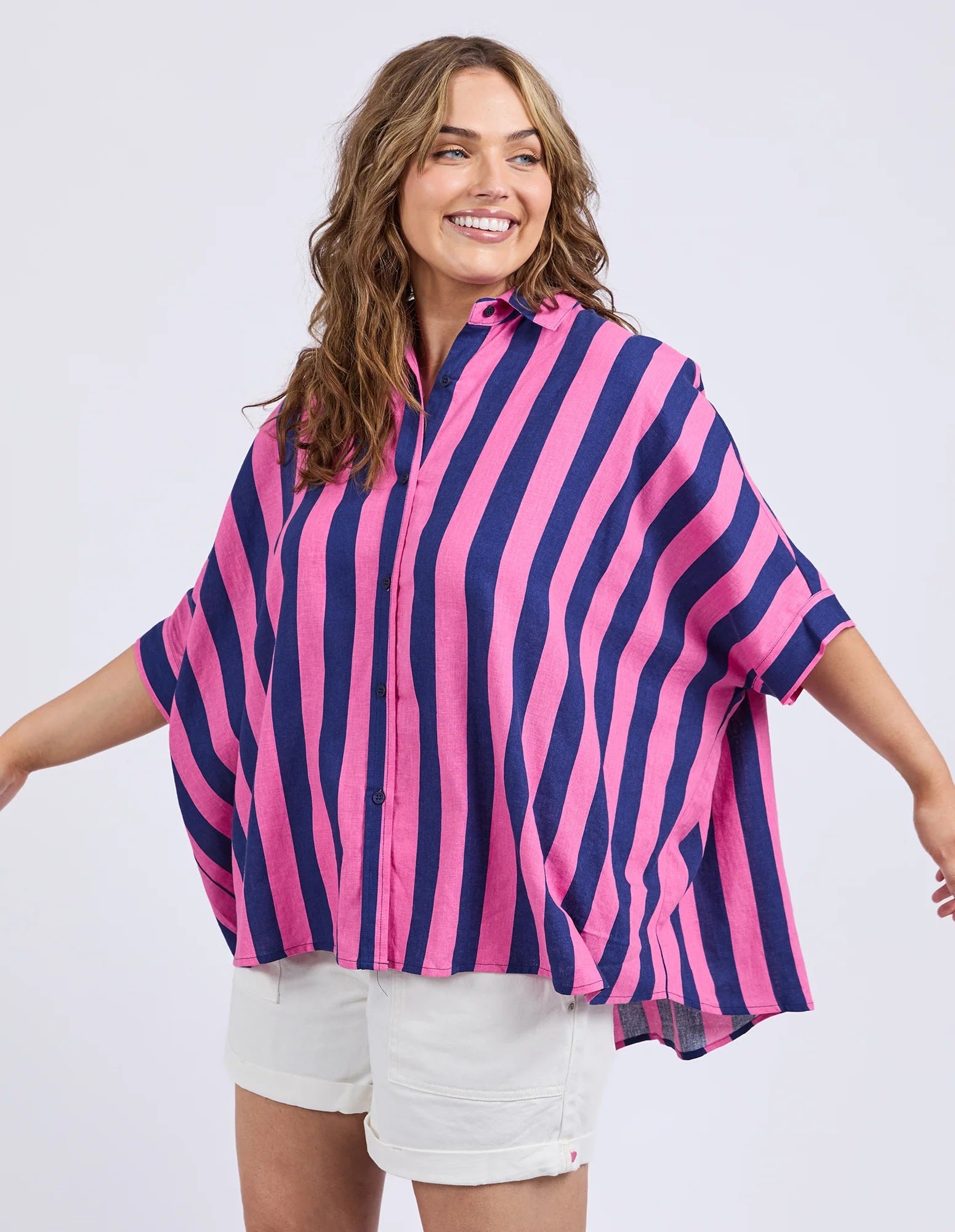 Elm Palermo Stripe Shirt [COLOUR:blue/pink stripe SIZE:S]