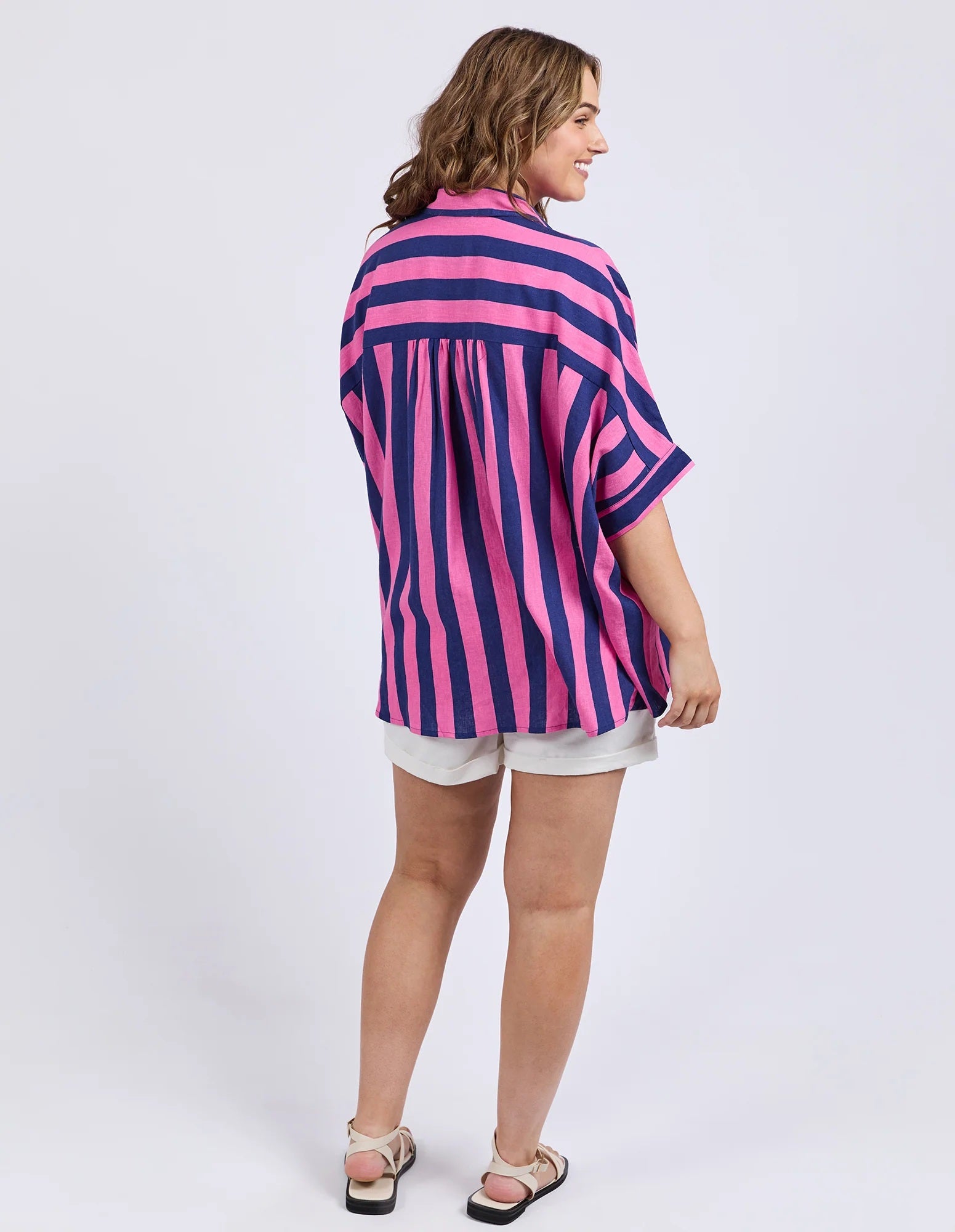 Elm Palermo Stripe Shirt [COLOUR:blue/pink stripe SIZE:S]