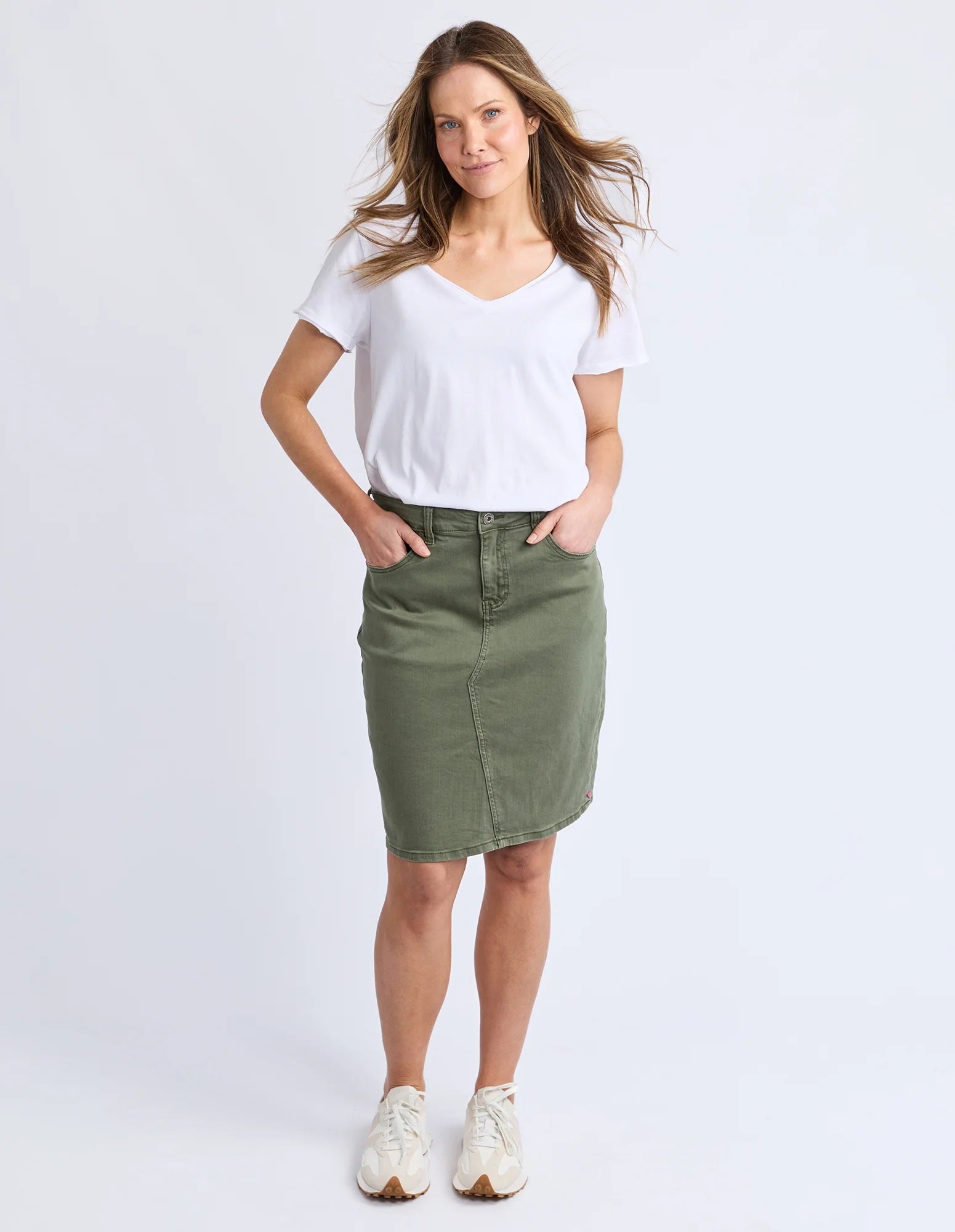 Elm Belle Denim Skirt [COLOUR:khak SIZE:8]