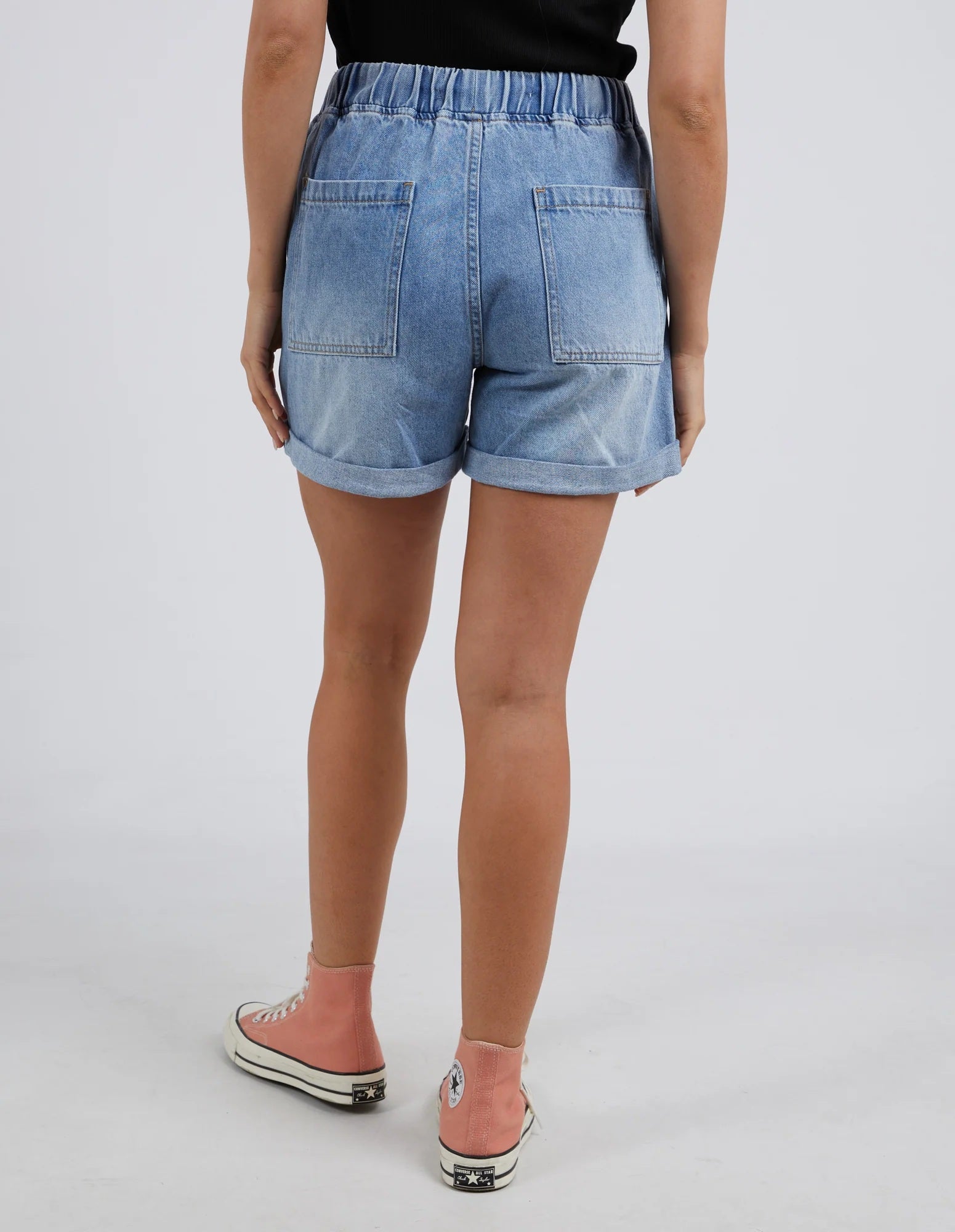 Elm Emma Relaxed Denim Short [COLOUR:mid wash blue SIZE:8]