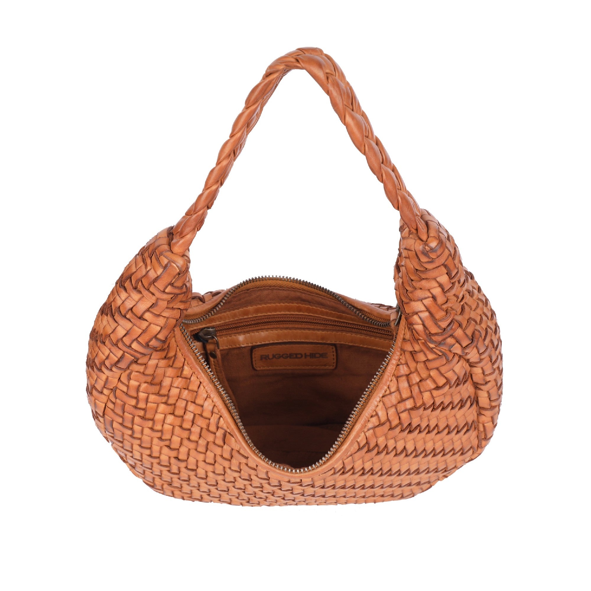 Rugged Hide Windsor Mini Woven Shoulder Bag [COLOUR:Oak]