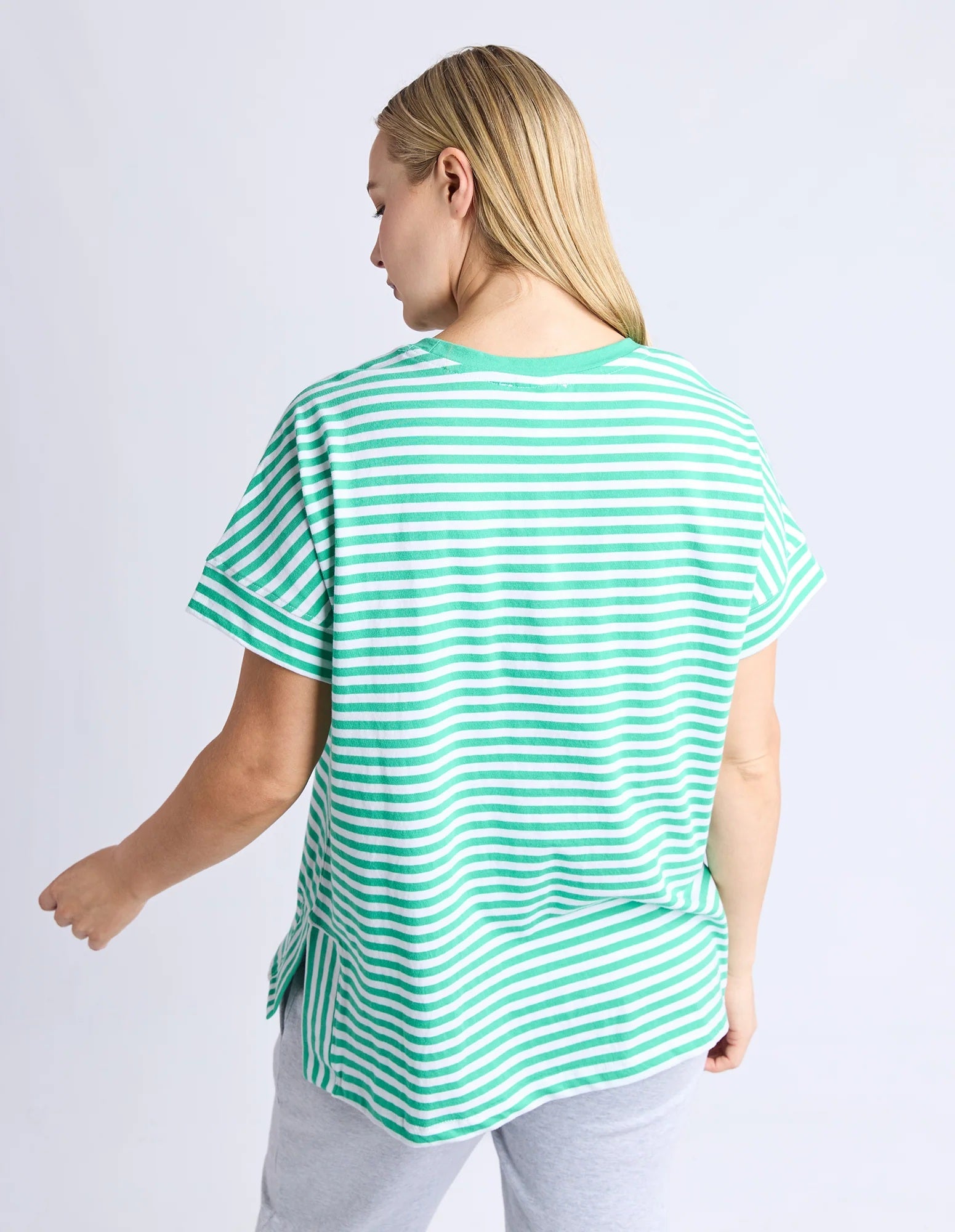 Elm Yara Stripe S/S Tee [COLOUR:Green Stripe SIZE:10]