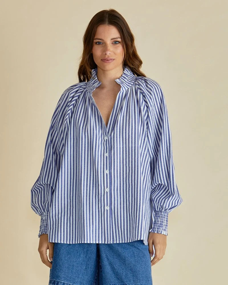 Betty Basics Romi Shirt [COLOUR:Navy stripe SIZE:8]