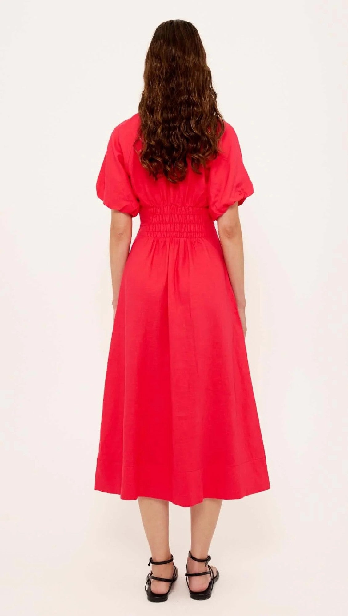 Staple The Label Valentina V-Neck Midi Dress [COLOUR:Red SIZE:S]