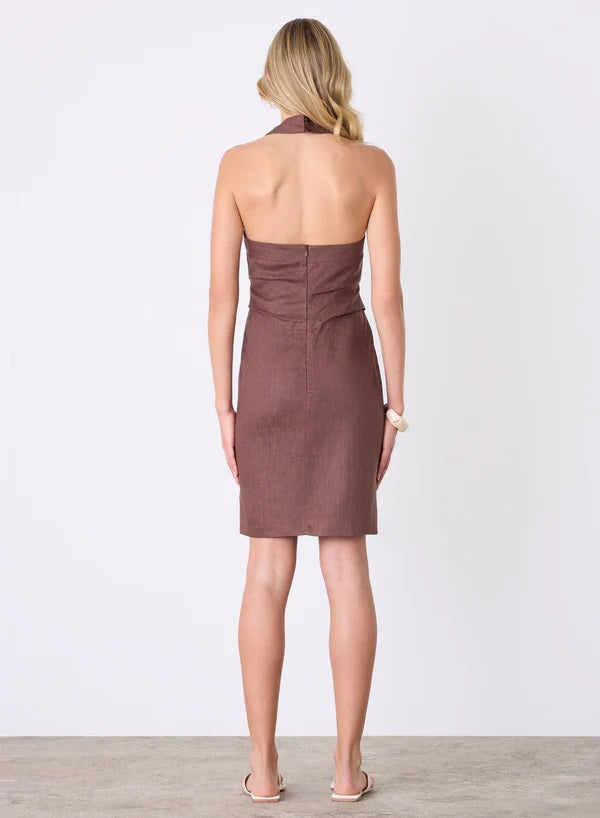 Esmaee Marseille Halter Dress [COLOUR:Espresso SIZE:S]