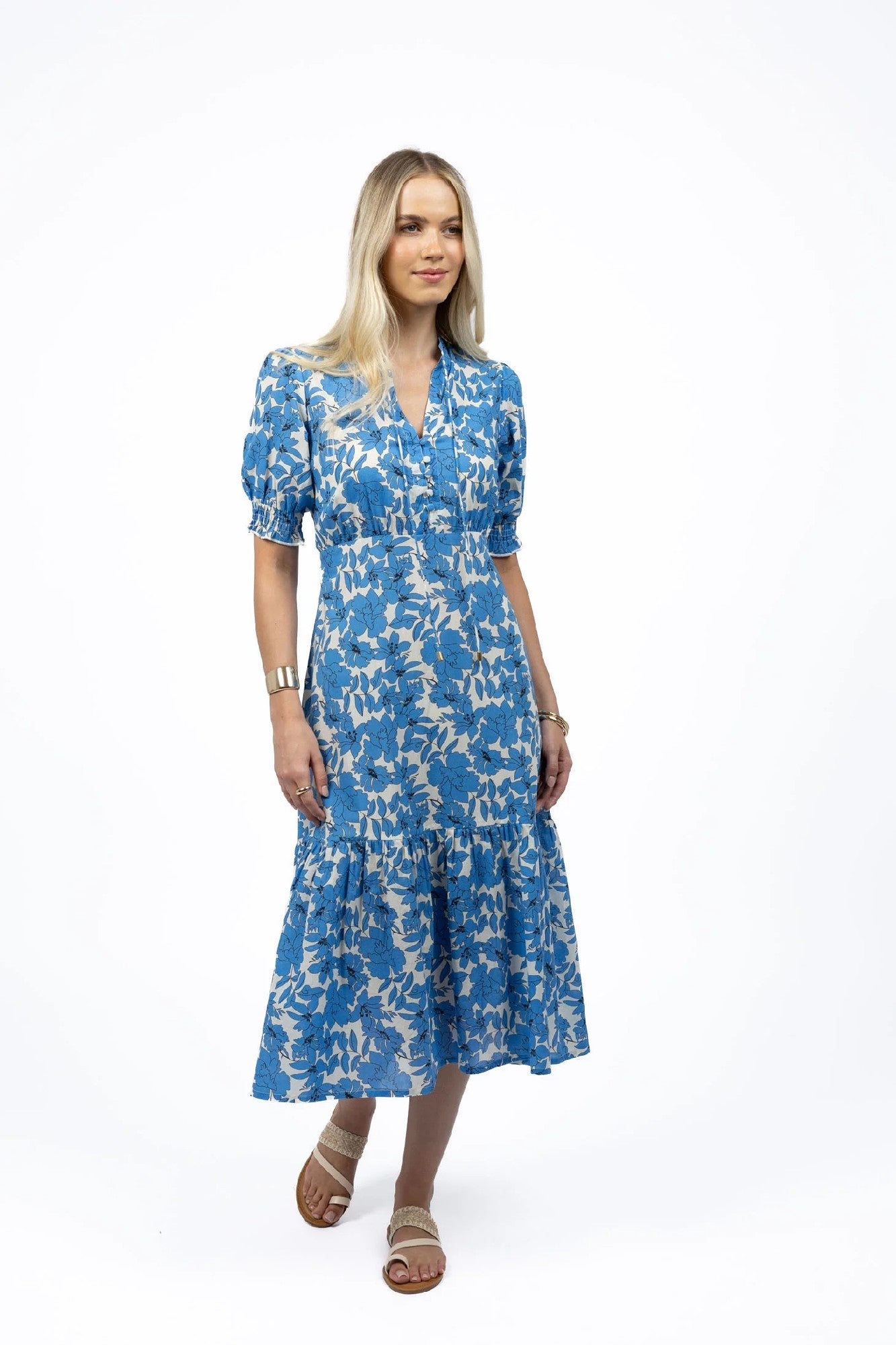 Humidity Fleur Midi Dress [COLOUR:blue/stone SIZE:S]
