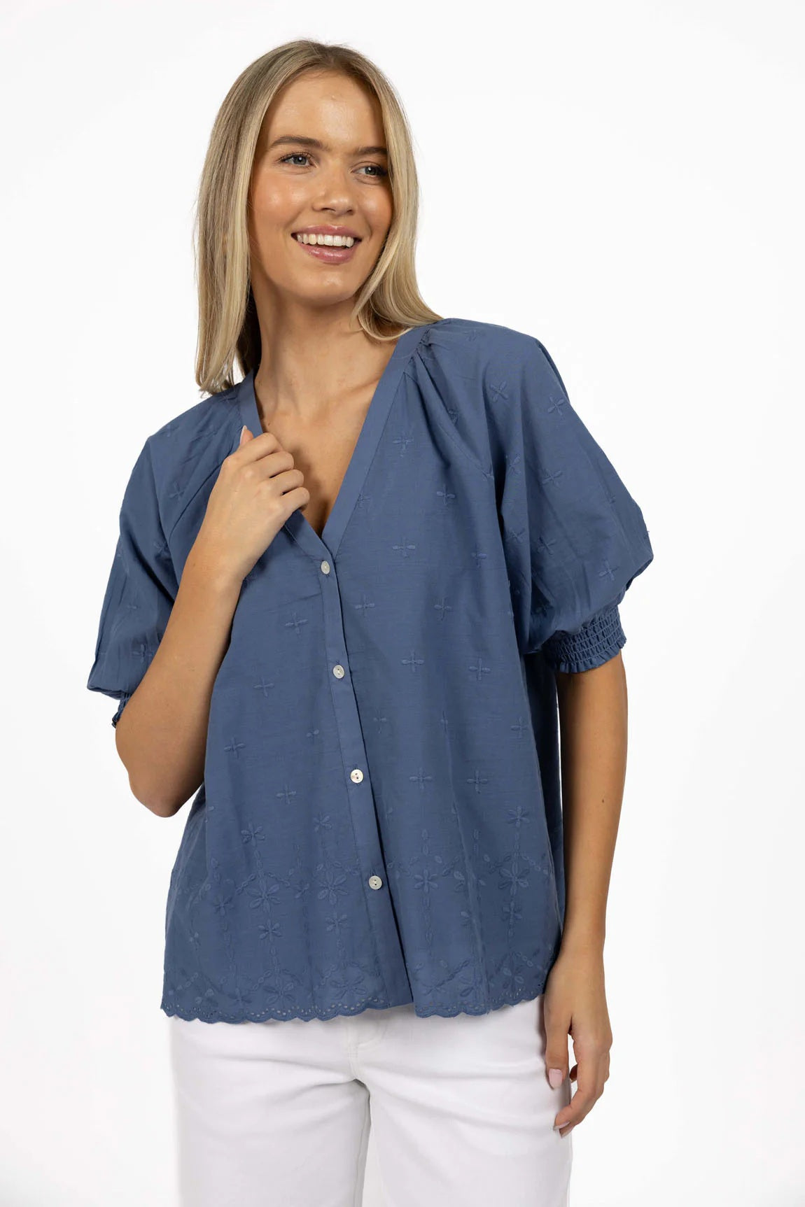 Humidity Chloe Blouse [COLOUR:paris blue SIZE:s/m]