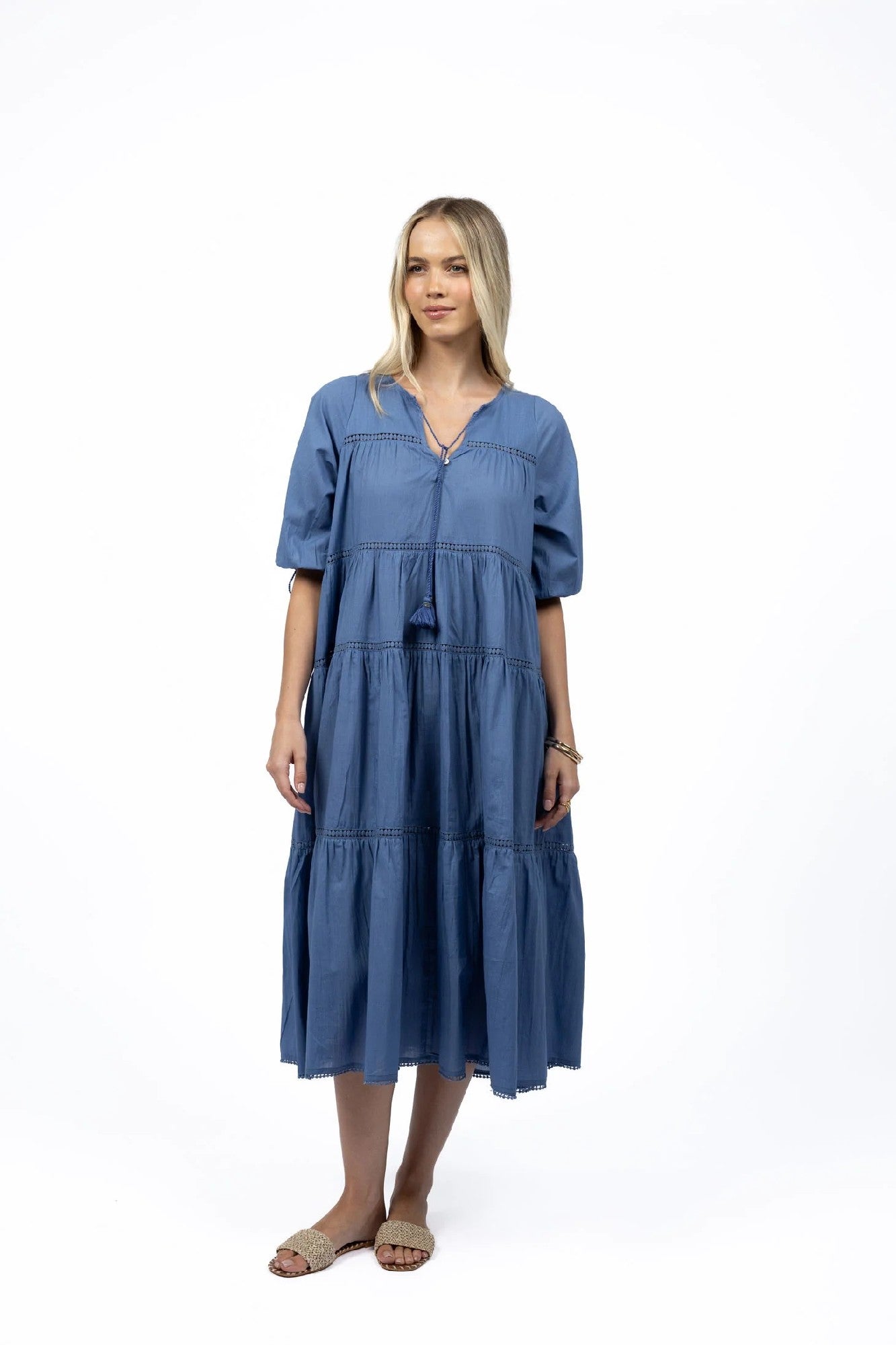 Humidity Louisa Tier Dress [COLOUR:paris blue SIZE:s/m]