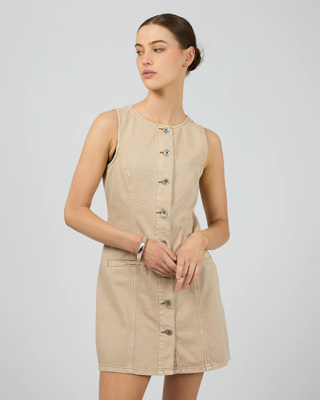 Silent Theory Cove Mini Dress [COLOUR:Beige SIZE:8] | Little Extras Lifestyle | Online Women's Clothing Store Australia