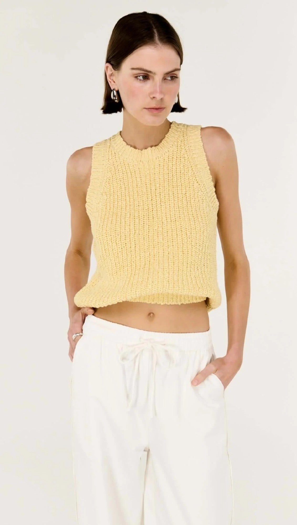 Staple The Lable Cove Knit Tank [COLOUR:Butter yellow SIZE:XS]