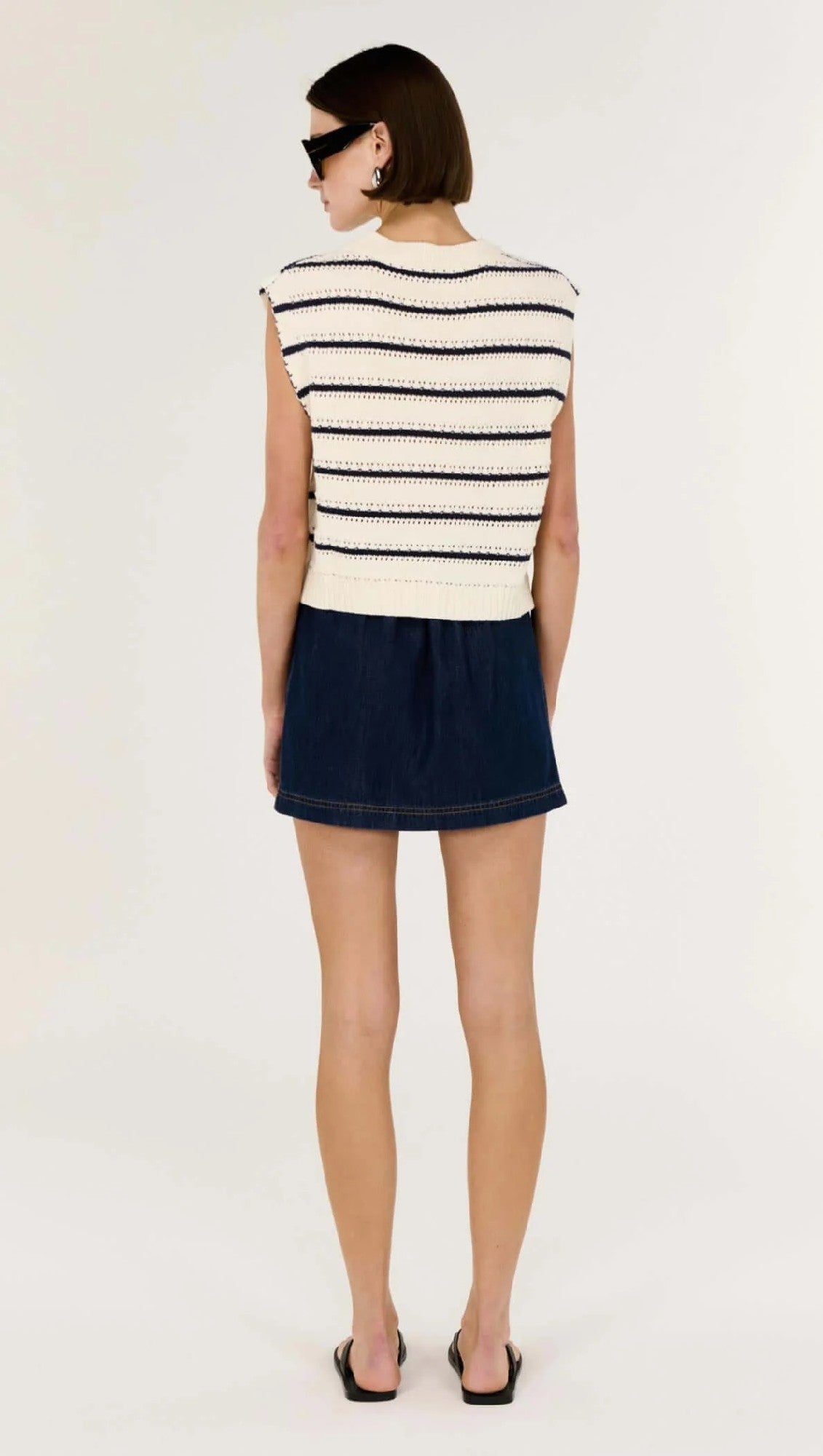 Staple The Lable Darcy Knit Tank [COLOUR:Navy/white stripe SIZE:XS]