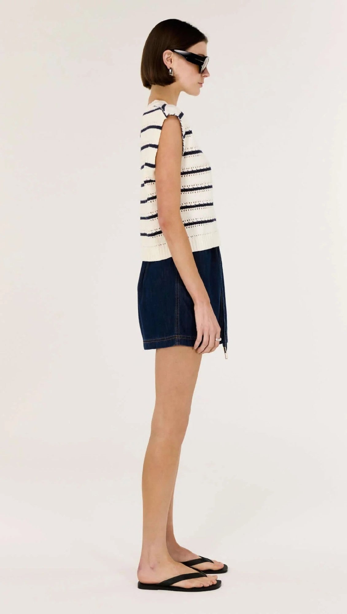 Staple The Lable Darcy Knit Tank [COLOUR:Navy/white stripe SIZE:XS]