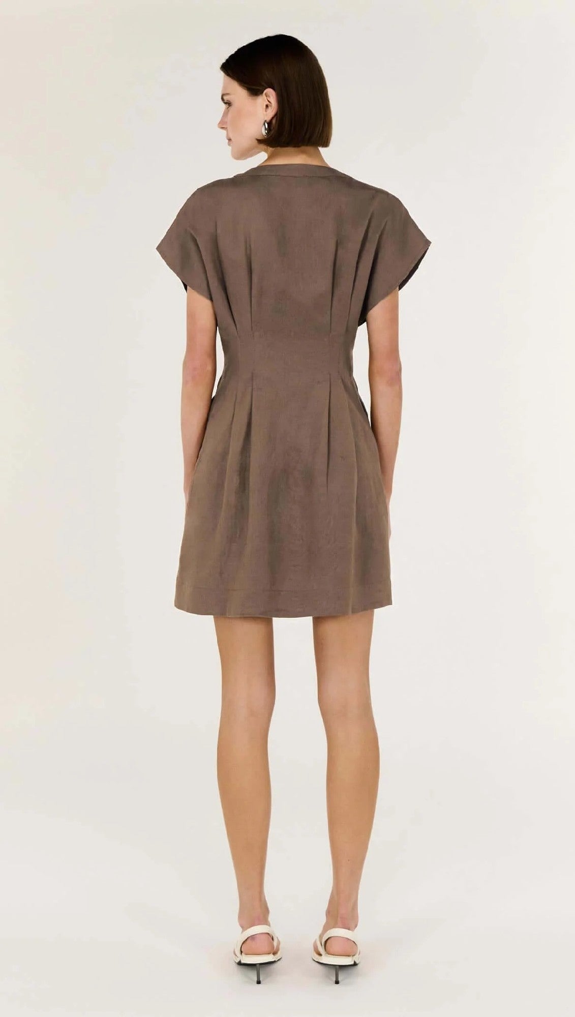 Staple The Lable Evian Deep V Mini Dress [COLOUR:Latte SIZE:S]