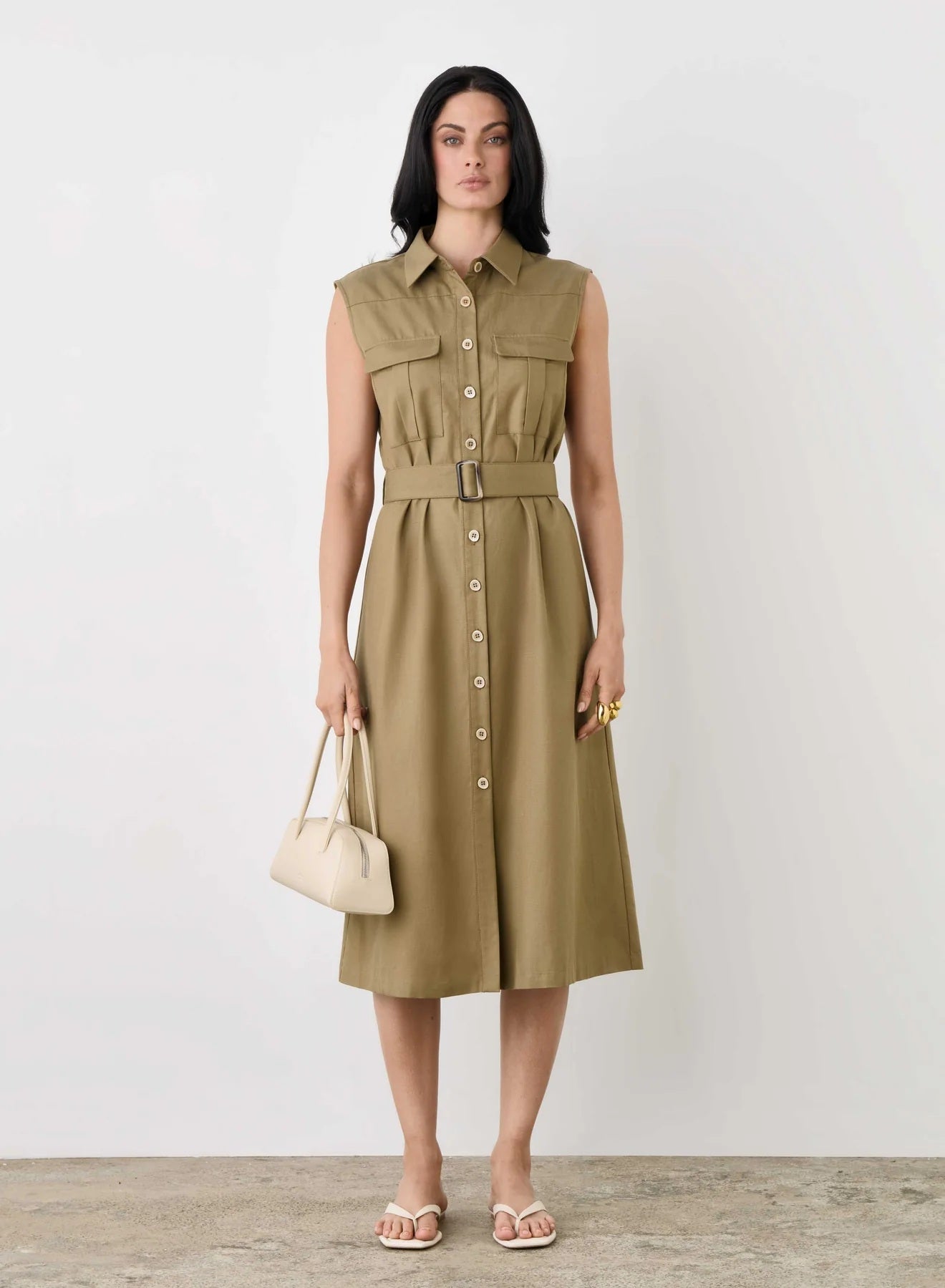 Esmaee Sidewalk Dress [COLOUR:Khaki SIZE:M]